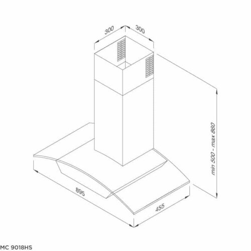 Kích thước máy hút khói khử mùi Malloca MC 7018HS
