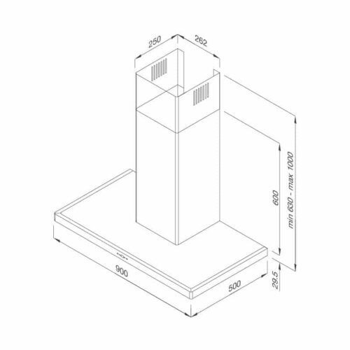 Kích thước máy hút khói khử mùi MALLOCA SLIM K1522