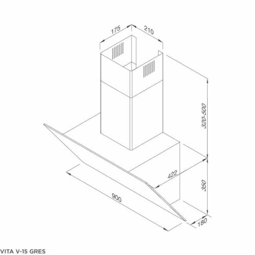Kích thước máy hút khói khử mùi MALLOCA VITA V-15 GRES