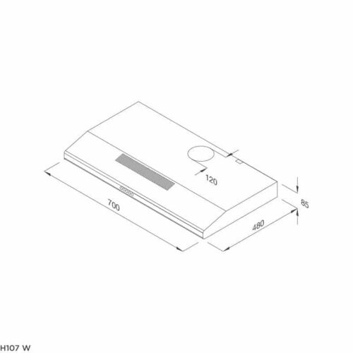 Kích thước máy hút khử mùi classic MALLOCA H107W