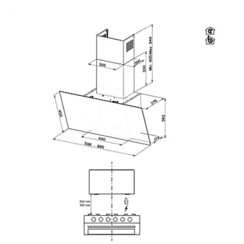 Kích thước máy hút mùi Electrolux KFVB19K