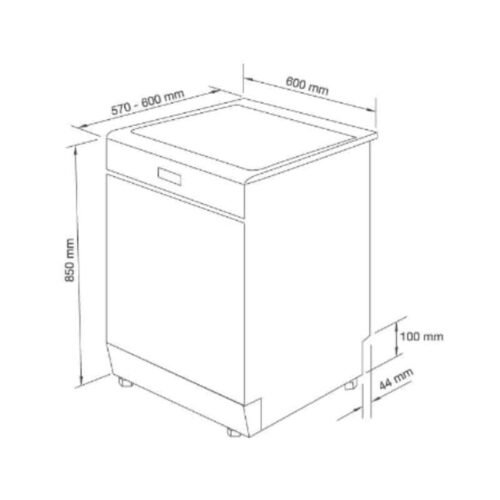 Kích thước máy rửa bát Malloca WQP12-J7201