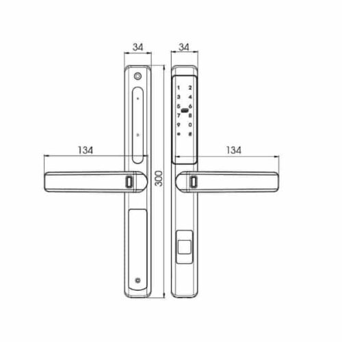 Kích thước của Khóa cửa điện tử Demax SL601 AG - APP WIFI