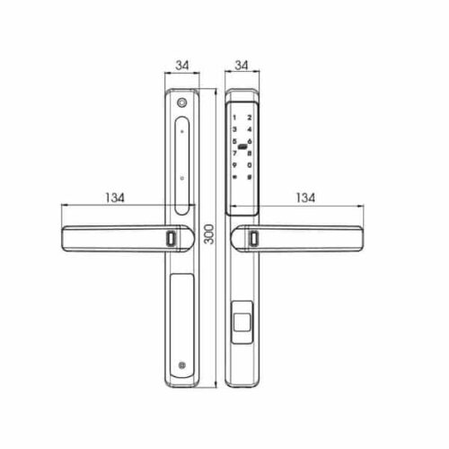 Kích thước của Khóa cửa điện tử Demax SL601 PW - APP WIFI