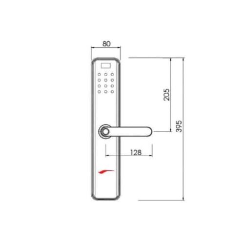 Kích thước của Khóa cửa điện tử Demax SL630 GB