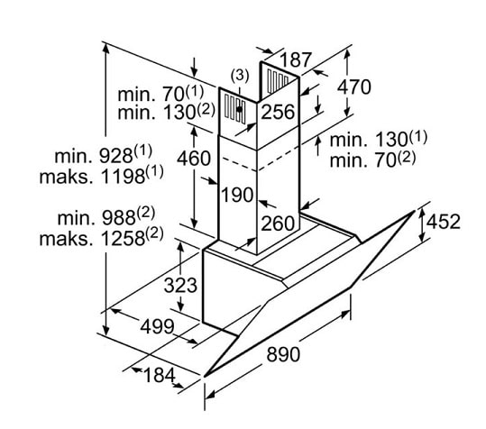 kích thước của Máy hút mùi Bosch DWK97JM60