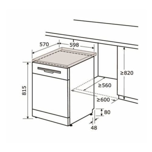 Kích thước máy rửa bát Kocher KDEU-8818 BL